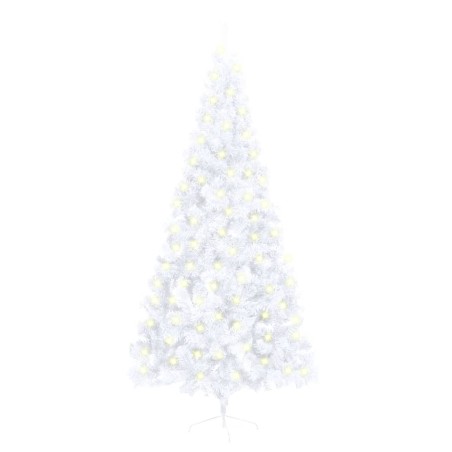 vidaXL Künstlicher Halb-Weihnachtsbaum Beleuchtung Ständer Weiß 210 cm