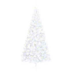 vidaXL Künstlicher Halb-Weihnachtsbaum Beleuchtung Ständer Weiß 240 cm