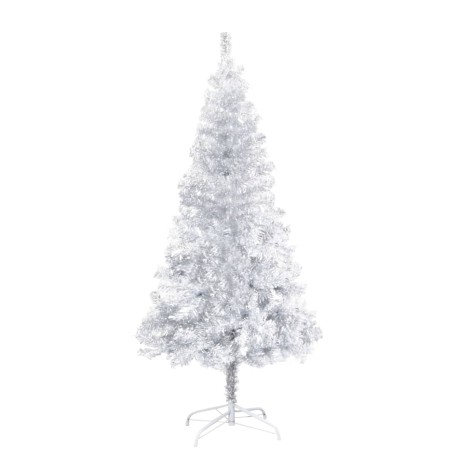 vidaXL Künstlicher Weihnachtsbaum Beleuchtung & Ständer Silber 150 cm