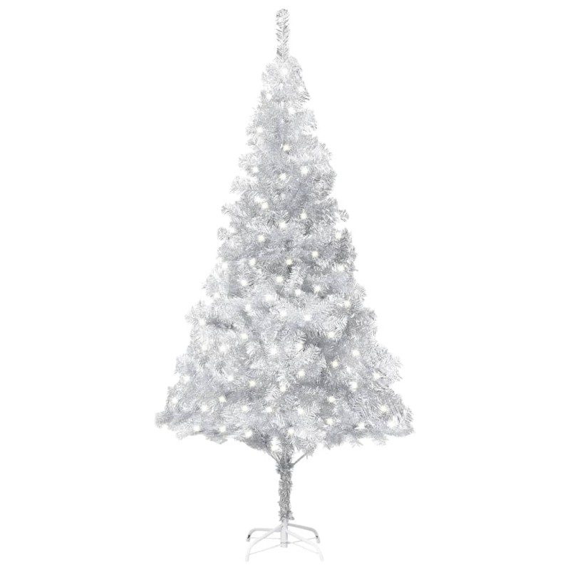 vidaXL Künstlicher Weihnachtsbaum Beleuchtung & Ständer Silber 240 cm vidaXL Künstlicher Weihnachtsbaum Beleuchtung & Ständer Silber 240 cm