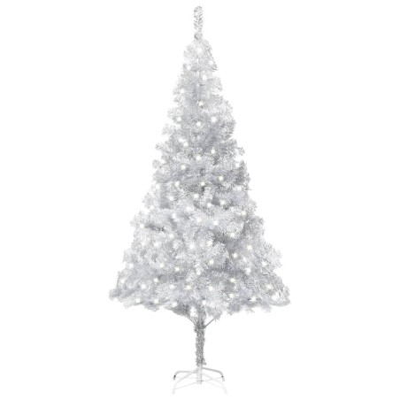vidaXL Künstlicher Weihnachtsbaum Beleuchtung & Ständer Silber 240 cm