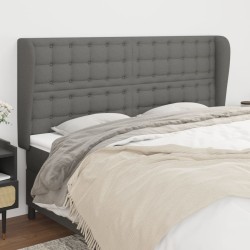 vidaXL Kopfteil mit Ohren Dunkelgrau 163x23x118/128 cm Stoff