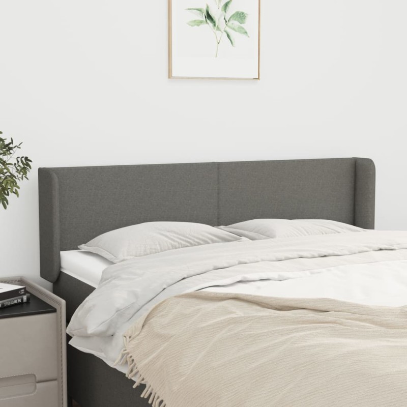 vidaXL Kopfteil mit Ohren Dunkelgrau 147x16x78/88 cm Stoff vidaXL Kopfteil mit Ohren Dunkelgrau 147x16x78/88 cm Stoff