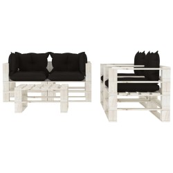 5-tlg. Garten-Lounge-Set Paletten mit Kissen in Schwarz Holz