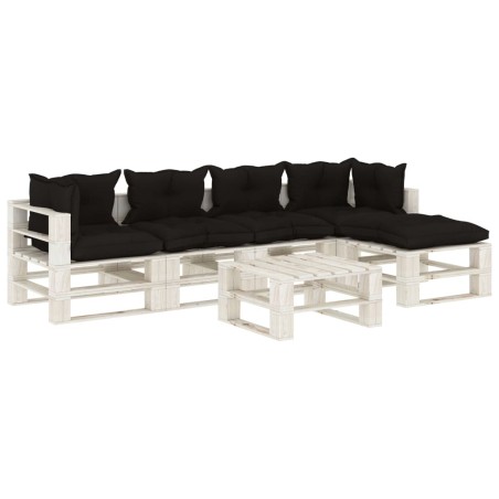  vidaXL 6-tlg. Garten-Lounge-Set Paletten mit Kissen in Schwarz Holz