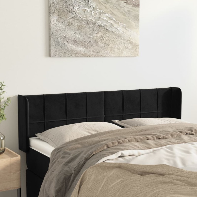 vidaXL Kopfteil mit Ohren Schwarz 147x16x78/88 cm Samt vidaXL Kopfteil mit Ohren Schwarz 147x16x78/88 cm Samt