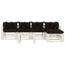  vidaXL 6-tlg. Garten-Lounge-Set Paletten mit Kissen in Schwarz Holz
