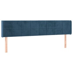 vidaXL Kopfteil mit Ohren Dunkelblau 163x16x78/88 cm Samt