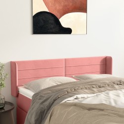 vidaXL Kopfteil mit Ohren Rosa 147x16x78/88 cm Samt