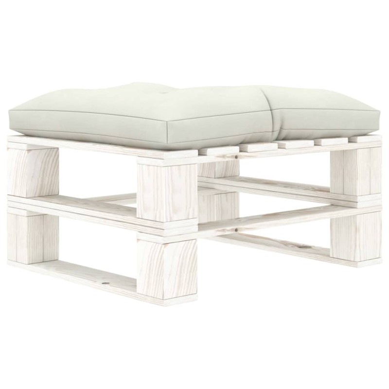 Outdoor-Ottomane Paletten mit Kissen in Beige Holz Outdoor-Ottomane Paletten mit Kissen in Beige Holz