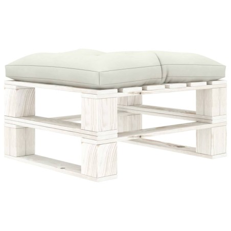 Outdoor-Ottomane Paletten mit Kissen in Beige Holz