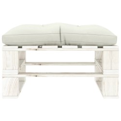 Outdoor-Ottomane Paletten mit Kissen in Beige Holz