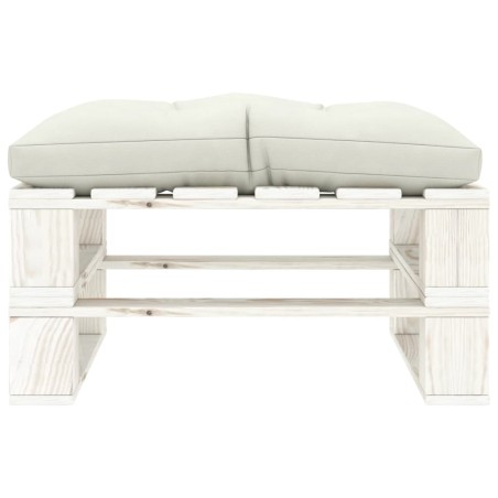 Outdoor-Ottomane Paletten mit Kissen in Beige Holz