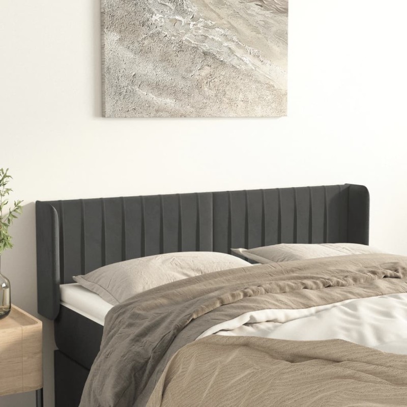 vidaXL Kopfteil mit Ohren Dunkelgrau 147x16x78/88 cm Samt vidaXL Kopfteil mit Ohren Dunkelgrau 147x16x78/88 cm Samt