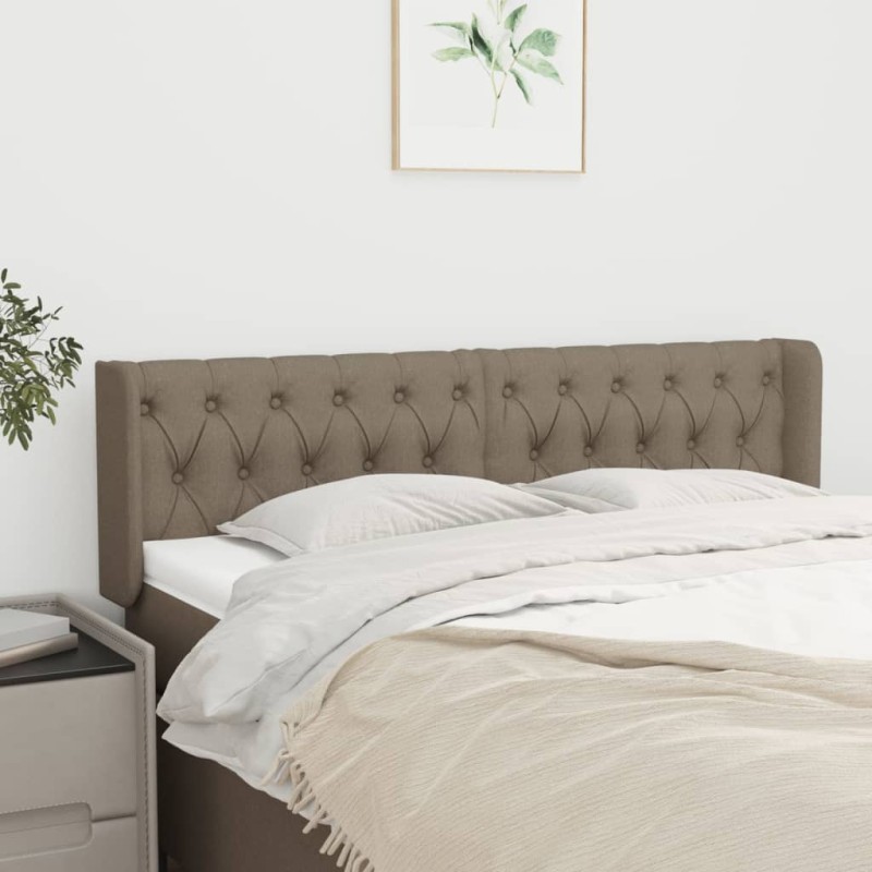 vidaXL Kopfteil mit Ohren Taupe 147x16x78/88 cm Stoff