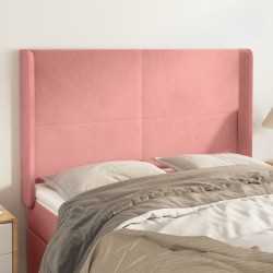 vidaXL Kopfteil mit Ohren Rosa 147x16x118/128 cm Samt