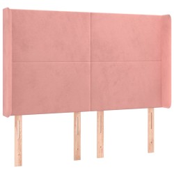 vidaXL Kopfteil mit Ohren Rosa 147x16x118/128 cm Samt