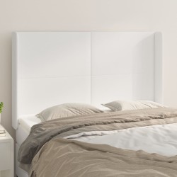 vidaXL Kopfteil mit Ohren Weiß 147x16x118/128 cm Kunstleder