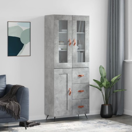 vidaXL Highboard Betongrau 69,5x34x180 cm Holzwerkstoff
