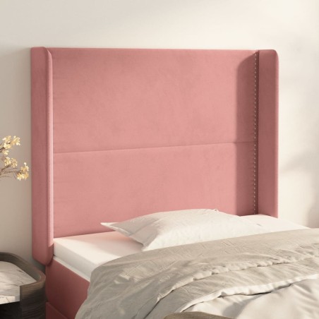 vidaXL Kopfteil mit Ohren Rosa 93x16x118/128 cm Samt