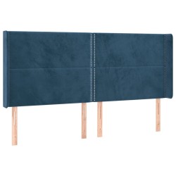 vidaXL Kopfteil mit Ohren Dunkelblau 183x16x118/128 cm Samt