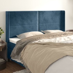 vidaXL Kopfteil mit Ohren Dunkelblau 203x16x118/128 cm Samt