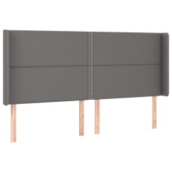 vidaXL Kopfteil mit Ohren Grau 183x16x118/128 cm Kunstleder