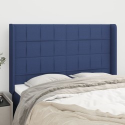 vidaXL Kopfteil mit Ohren Blau 147x16x118/128 cm Stoff