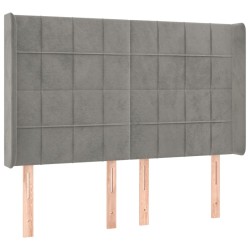 vidaXL Kopfteil mit Ohren Hellgrau 147x16x118/128 cm Samt