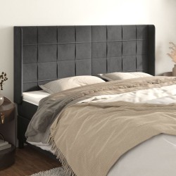 vidaXL Kopfteil mit Ohren Dunkelgrau 163x16x118/128 cm Samt