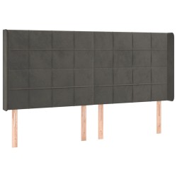 vidaXL Kopfteil mit Ohren Dunkelgrau 163x16x118/128 cm Samt