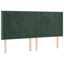 vidaXL Kopfteil mit Ohren Dunkelgrün 163x16x118/128 cm Samt