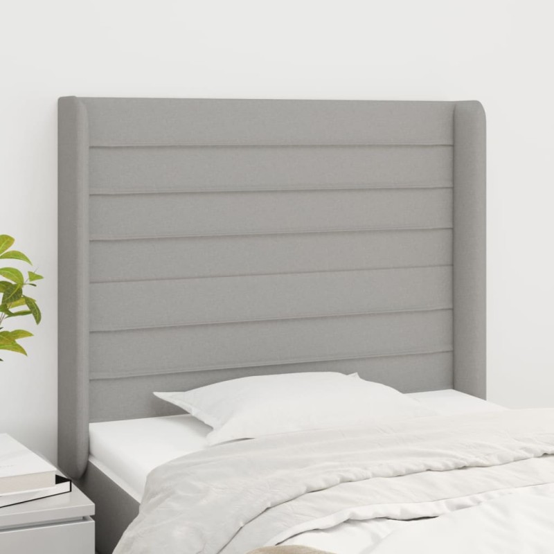 vidaXL Kopfteil mit Ohren Hellgrau 83x16x118/128 cm Stoff vidaXL Kopfteil mit Ohren Hellgrau 83x16x118/128 cm Stoff