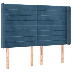 vidaXL Kopfteil mit Ohren Dunkelblau 147x16x118/128 cm Samt