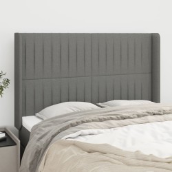 vidaXL Kopfteil mit Ohren Dunkelgrau 147x16x118/128 cm Stoff