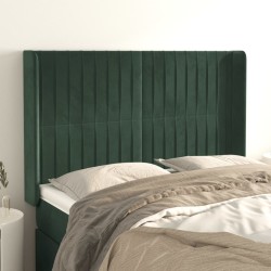 vidaXL Kopfteil mit Ohren Dunkelgrün 147x16x118/128 cm Samt