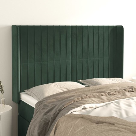 vidaXL Kopfteil mit Ohren Dunkelgrün 147x16x118/128 cm Samt
