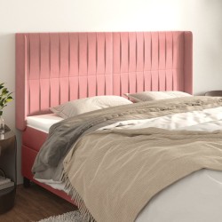 vidaXL Kopfteil mit Ohren Rosa 183x16x118/128 cm Samt