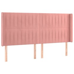 vidaXL Kopfteil mit Ohren Rosa 183x16x118/128 cm Samt