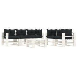 vidaXL 6-tlg. Garten-Lounge-Set Paletten mit Kissen in Anthrazit Holz