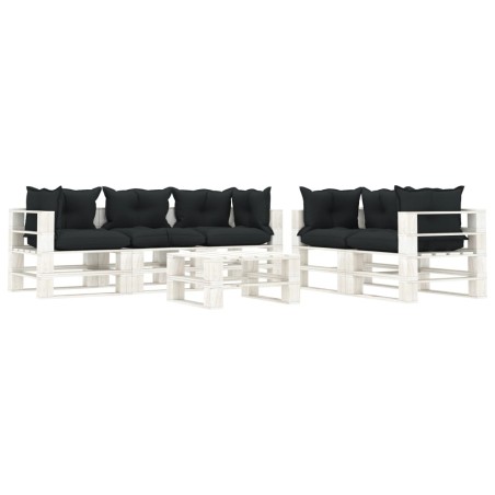 vidaXL 6-tlg. Garten-Lounge-Set Paletten mit Kissen in Anthrazit Holz