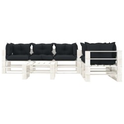 vidaXL 6-tlg. Garten-Lounge-Set Paletten mit Kissen in Anthrazit Holz
