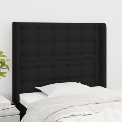 vidaXL Kopfteil mit Ohren Schwarz 83x16x118/128 cm Stoff
