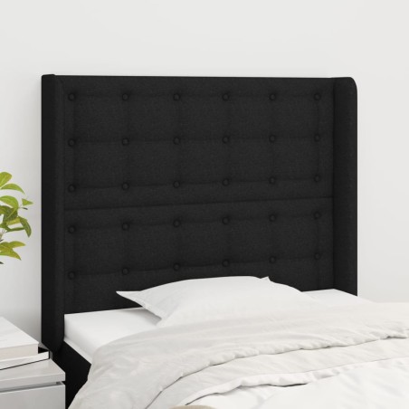 vidaXL Kopfteil mit Ohren Schwarz 83x16x118/128 cm Stoff