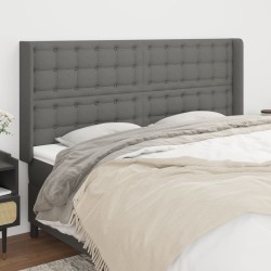 vidaXL Kopfteil mit Ohren Dunkelgrau 163x16x118/128 cm Stoff