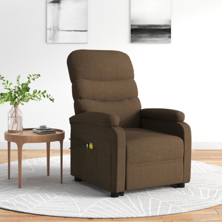 vidaXL Massagesessel mit Aufstehhilfe Braun Stoff