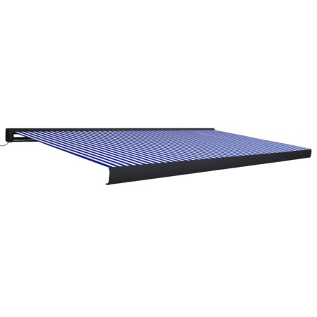 vidaXL Kassettenmarkise mit Motor 500x300 cm Blau und Weiß