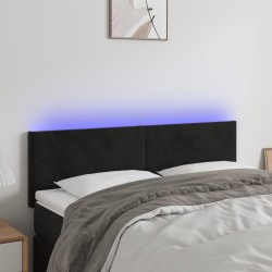 vidaXL LED Kopfteil Schwarz 144x5x78/88 cm Samt