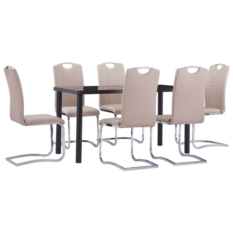 7-tlg. Essgruppe Kunstleder Cappuccino-Braun 7-tlg. Essgruppe Kunstleder Cappuccino-Braun