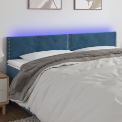 vidaXL LED Kopfteil Dunkelblau 180x5x78/88 cm Samt